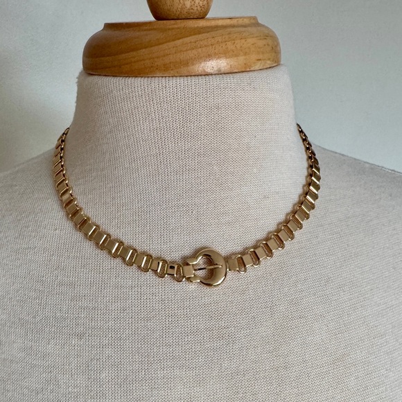 NWT 14k Gold Plated Western Buckle Necklace by Anthropologie - Picture 5 of 12